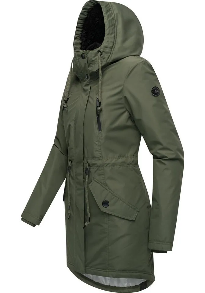 ragwear ragwear Wintermantel Elsien wasserdichter Winterparka mit Teddyfell-Futter, Grün, – Produktbild 3 von 4