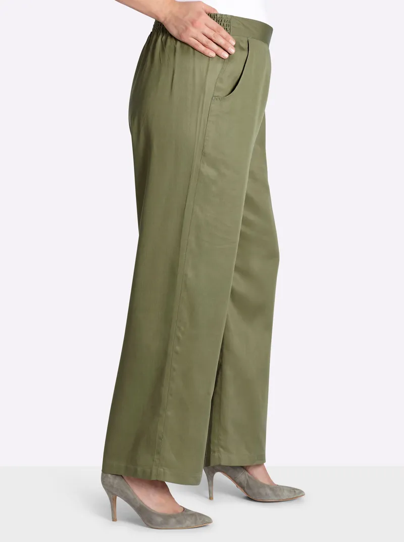 sheego Schlupfhose oliv, Oliv, – Produktbild 1 von 2