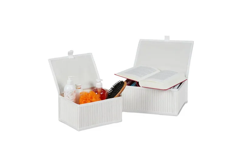 RELAXDAYS RELAXDAYS Aufbewahrungskorb Bambus 2-tlg. Set (2 St., 2er Set), Weiß, – Produktbild 1 von 5