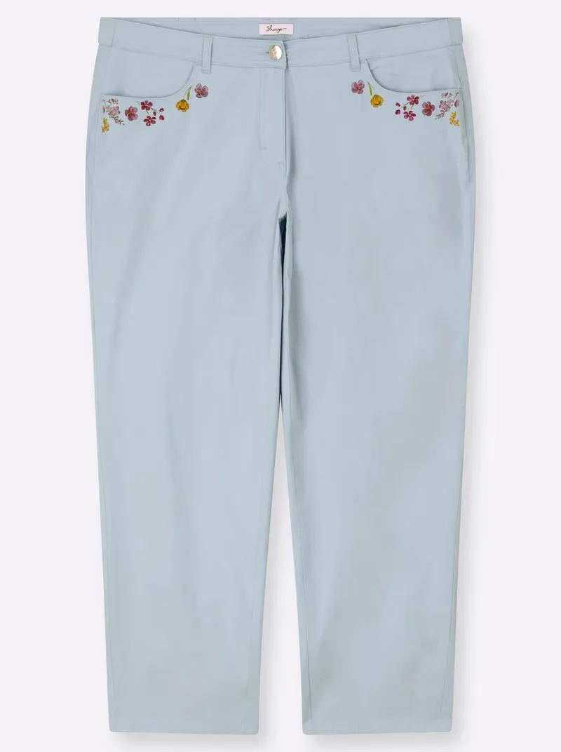 sheego Chinohose, Eisblau-orchidee-bedruckt, – Produktbild 2 von 2
