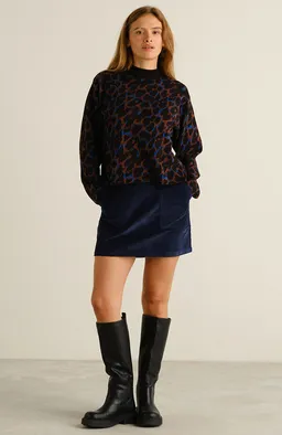 Dedicated DEDICATED Damen vegan Pullover Limhamn Leopard Blau/Braun/Schwarz – Produktbild 1 von 1