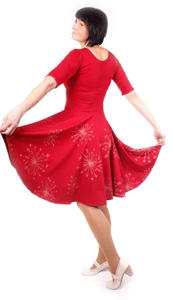 Peaces.bio - handbedruckte Biomode Peaces.bio - handbedruckte Biomode Bio-Tanzkleid "Kümmelfreude", Bordaux, – Produktbild 3 von 3