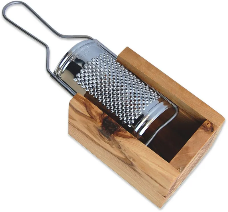 Olivenholz erleben Olivenholz erleben Käsereibe für Hartkäse und Muskat, aus Edelstahl mit Olivenholzbox, Edelstahl, Olivenholz, (Set, 2-St., Metallreibe Edelstahl mit Auffangbox aus Olivenholz), Metallreibe aus Edelstahl, Auffangbox aus Olivenholz, auch für Muskat, Beige, – Produktbild 1 von 5