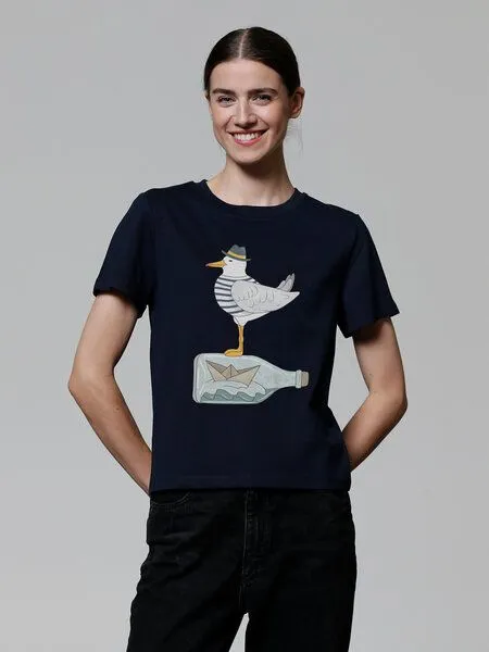 watapparel watapparel T-Shirt Frauen Möwe mit Hut, French navy, – Produktbild 2 von 3