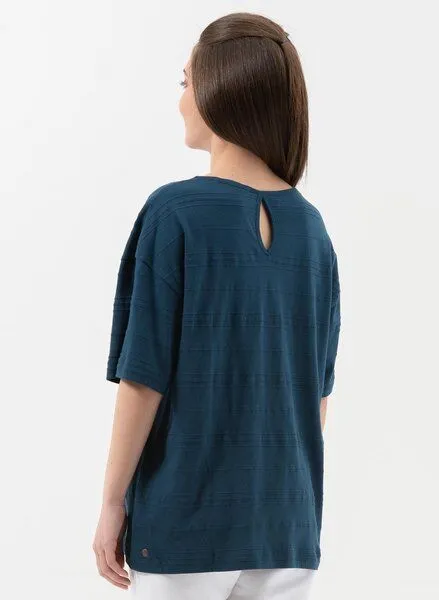ORGANICATION ORGANICATION T-Shirt aus Bio-Baumwolle mit halblangen Ärmeln, Navy, – Produktbild 4 von 4