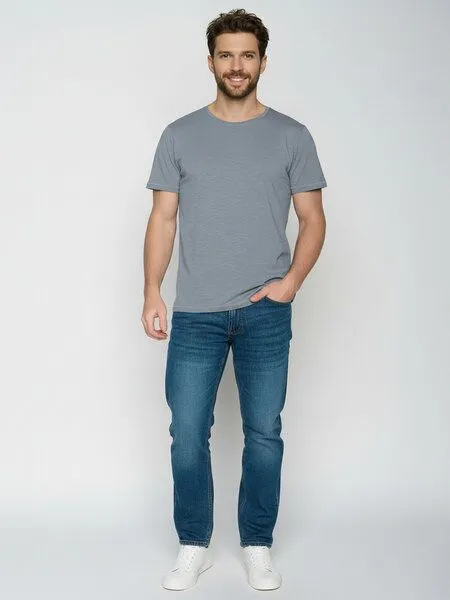 GreenBomb GREENBOMB Basic Spice - Sportliches T-Shirt aus Bio-Baumwolle / GOTS / Fair & Vegan, Lila (sea smoke), – Produktbild 3 von 4