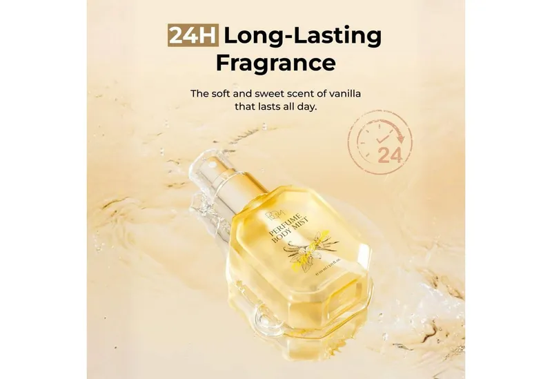 Beauty of Majesty Körperspray Chiffon Vanilla Perfume Body Mist 110ml – Körperspray mit 24h, Vanilleduft, Niacinamid & Hyaluronsäure, koreanisches Duftspray – Produktbild 4 von 5