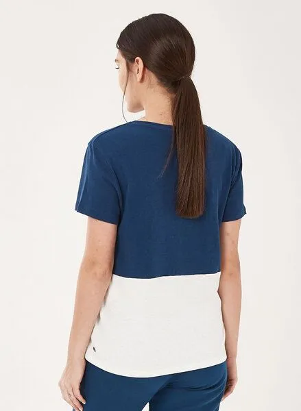 ORGANICATION ORGANICATION T-Shirt aus Bio-Baumwolle und Leinen, Navy/white, – Produktbild 4 von 4