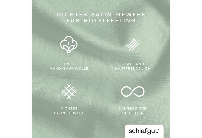 Schlafgut Schlafgut Kissenbezug Premium Kissenhülle Woven Satin, 100% Baumwolle, (1 Stück), Ton-in-Ton Reißverschluss, Fadendichte von 300tc, Uni, OEKO Tex, Grün, – Produktbild 3 von 5