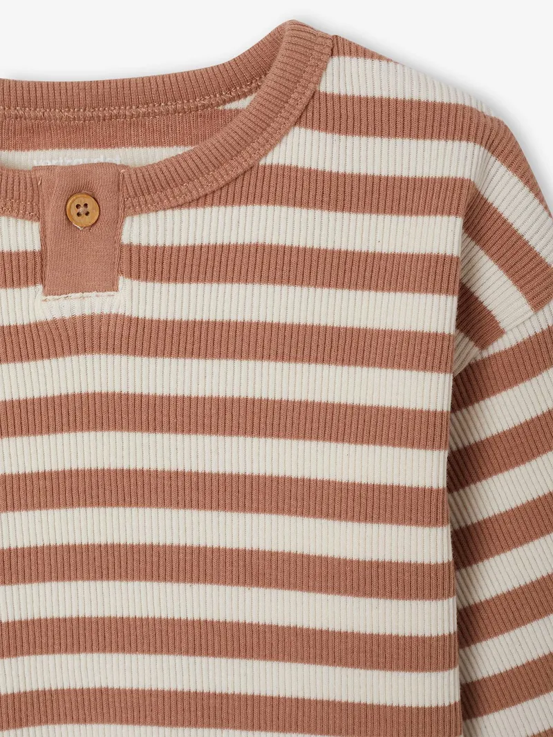Vertbaudet Ringelshirt Baby, Cappuccino, – Produktbild 2 von 3