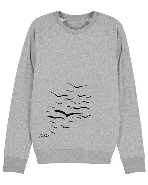Human Family Human Family Bio Herren Sweatshirt "Practice - Free Birds" in 5 Farben, Grau-meliert, – Produktbild 3 von 3