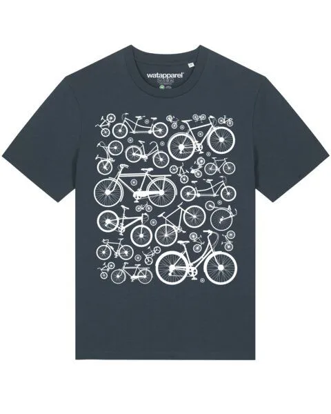 watapparel watapparel T-Shirt Unisex Fahrräder, India ink grey, – Produktbild 1 von 4
