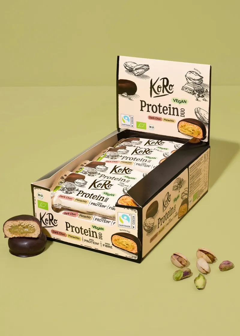 KoRo Bio Protein Duo Dark Choc Pistachio | 12 x 2 x 20 g – Produktbild 2 von 5