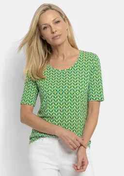 Goldner Viskoseshirt mit geometrischem Minimal-Print - grün / gemustert - Gr. 21 von Goldner Fashion – Produktbild 1 von 1