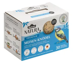 Dehner Natura Große Meisenknödel, ohne Netz, 30 Stück je 90 Gramm (2.7 kg), Hauptfutter für: Gartenvögel, Wildvogel, im Karton, hochwertiges Wildvogelfutter zur ganzjährigen Fütterung – Produktbild 1 von 1