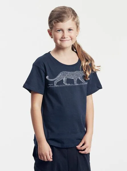 Peaces.bio - handbedruckte Biomode Peaces.bio - handbedruckte Biomode Bio-Kinder T-Shirt Leopard, Navy, – Produktbild 3 von 3