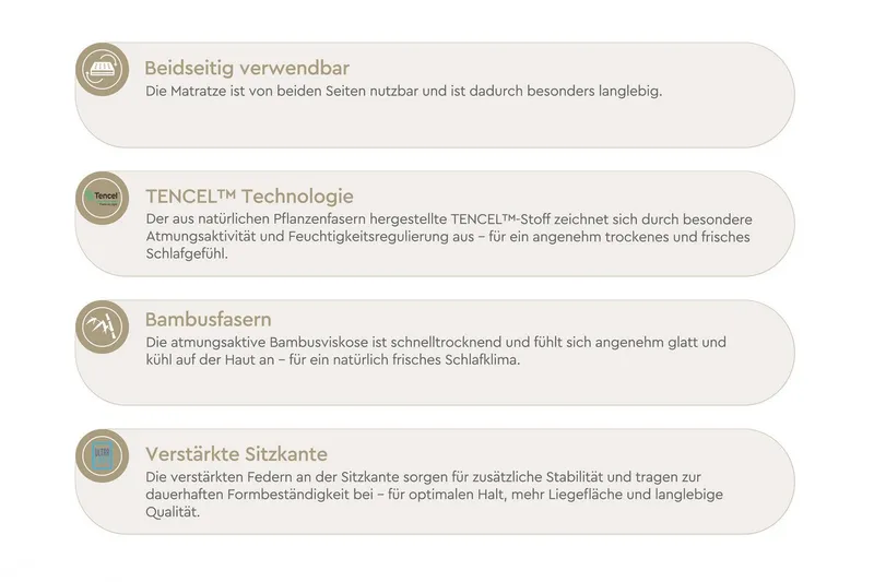 Taschenfederkernmatratze Majestät Premium Bambus, Yatas Bedding, 30 cm hoch, H2, wendbar, ergonomisch, atmungsaktiv, 90x200 und weitere Größen, Braun, – Produktbild 3 von 5