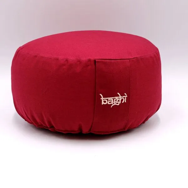 BAGHI BAGHI rundes Meditationskissen basic 15cm hoch - GOTS zertifiziert, Bordeaux, – Produktbild 1 von 4