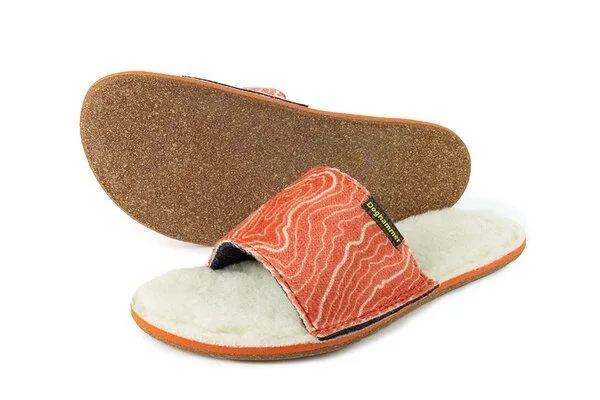 Doghammer Doghammer Upcycling Hausschuhe Damen und Herren - Hütte-offen | Orange – Produktbild 2 von 4