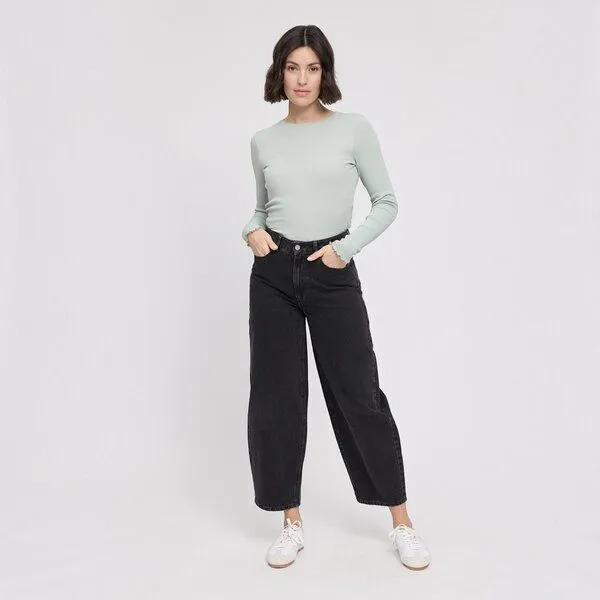 Mazine Mazine Barrel Leg Denim Pants, Dark grey, – Produktbild 2 von 4