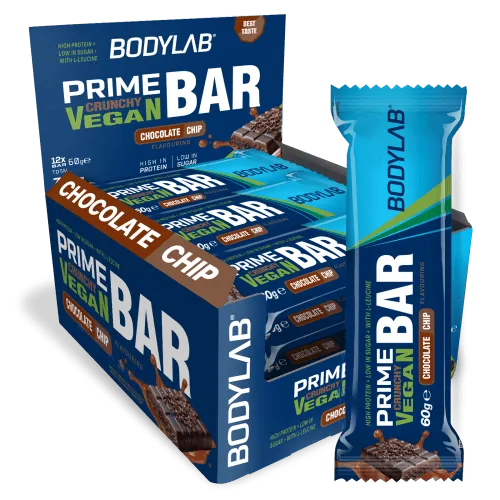 Bodylab24 Prime Crunchy Vegan Bar - 12x60g - Chocolate Chip – Produktbild 1 von 1