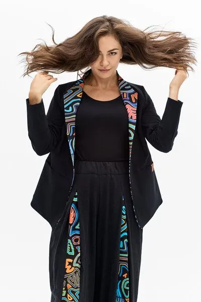 KOKOworld KOKOworld Damen Blazer TICA aus nachhaltiger Bio-Baumwolle, Black yala (schwarz), – Produktbild 2 von 4