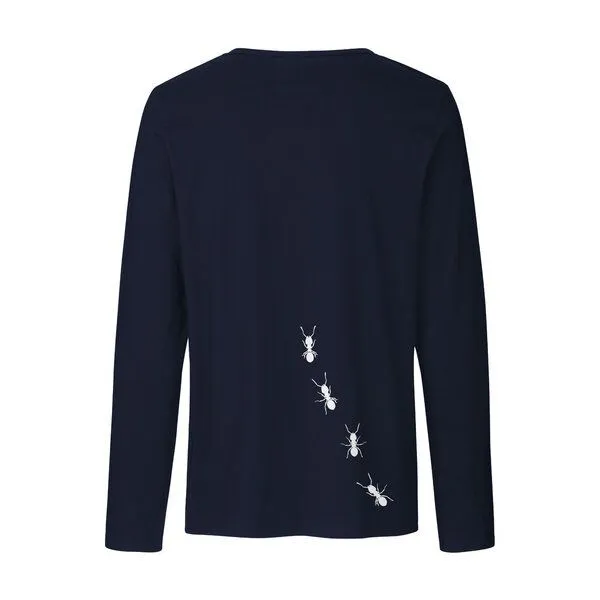 HANDGEDRUCKT HANDGEDRUCKT "Ameisen" Männer Longsleeve, Navy, – Produktbild 2 von 2