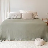 Yumeko Musselin-Tagesdecke "Yumeko" aus Bio-Baumwolle, Sage green, – Produktbild 1 von 1
