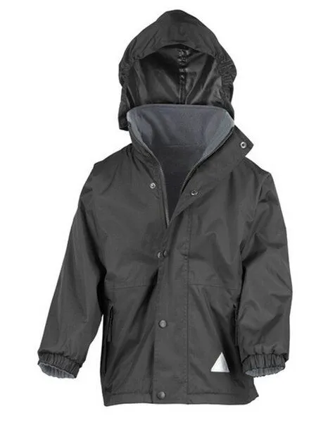 Result Genuine Recycled Result Genuine Recycled Kinder Junior Regenjacke Winterjacke Fleece gefüttert, Schwarz/grau, – Produktbild 2 von 4