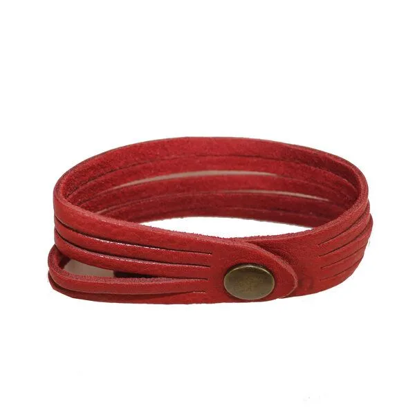Mitienda Shop Mitienda Shop Armband aus Recycling-Leder Tira aus Indien, Rot, – Produktbild 1 von 3