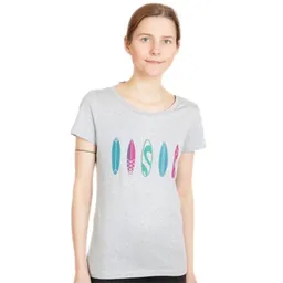 Spangeltangel Spangeltangel Damen T-Shirt „Surfboard“ eisblau meliert, für Frauen, bedruckt – Produktbild 1 von 1