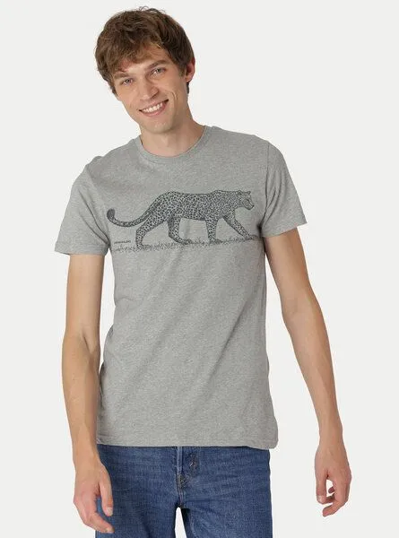 Peaces.bio - handbedruckte Biomode Peaces.bio - handbedruckte Biomode Bio Fit T-Shirt Leopard Herren, Hellgrau, – Produktbild 1 von 2