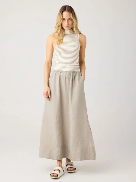 KnowledgeCotton Apparel KnowledgeCotton Apparel Ripptop - High neck rib top - aus Bio-Baumwolle, Natur (gestreift-creme-stripe), – Produktbild 3 von 4