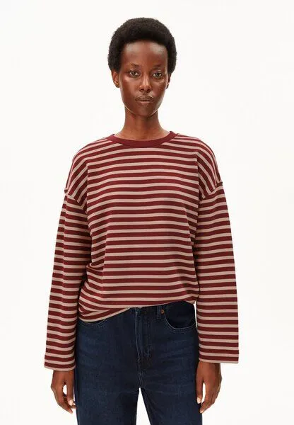 ARMEDANGELS ARMEDANGELS FRANKAA MAARLEN STRIPE Damen Sweatshirt aus Bio-Baumwolle, Velvet red-honey reed, – Produktbild 1 von 4