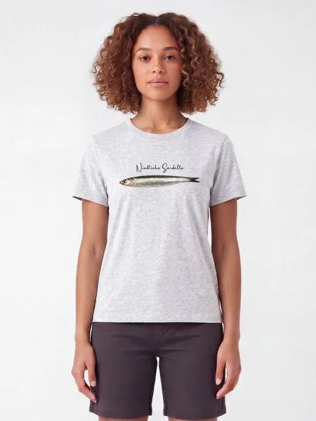 watapparel watapparel T-Shirt Frauen Niedliche Sardelle, Cool heather grey, – Produktbild 2 von 2