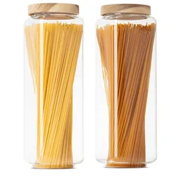 Econovo Econovo Vorratsgläser mit Holzdeckel 1800ml Set 2-tlg. Eckig – Produktbild 1 von 1