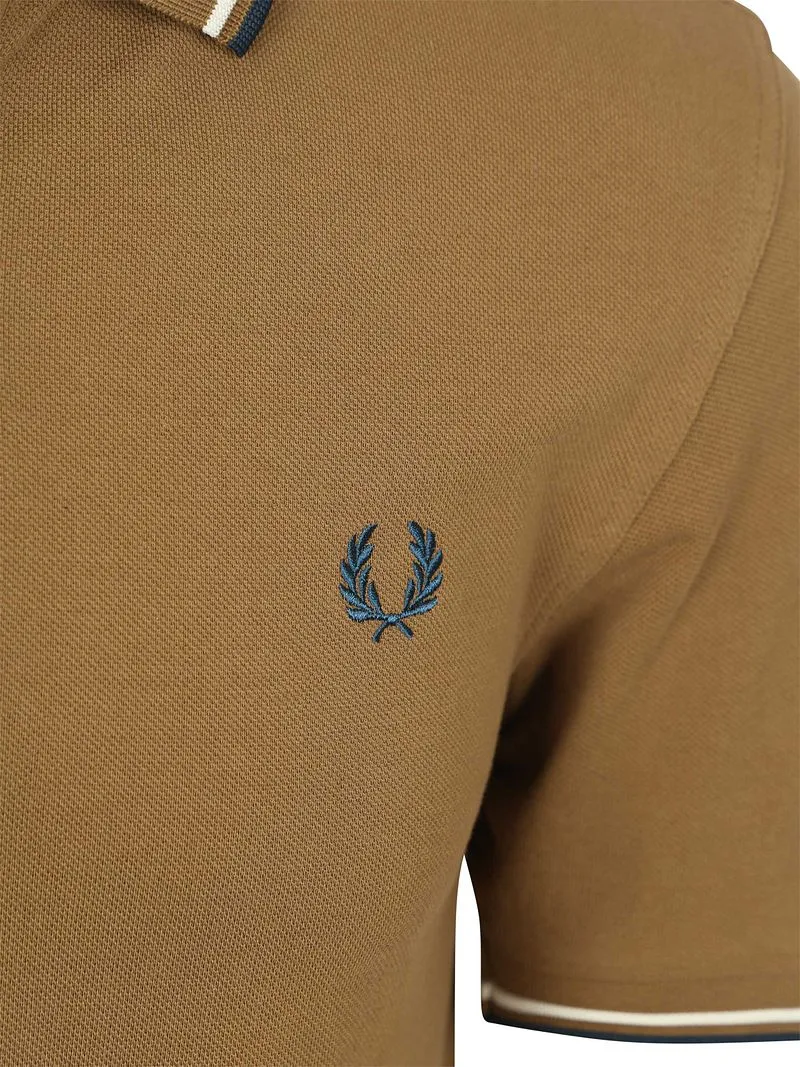 Fred Perry Fred Perry Polo Twin Tipped M3600 Braun Z60 - Größe S, Braun, – Produktbild 3 von 3