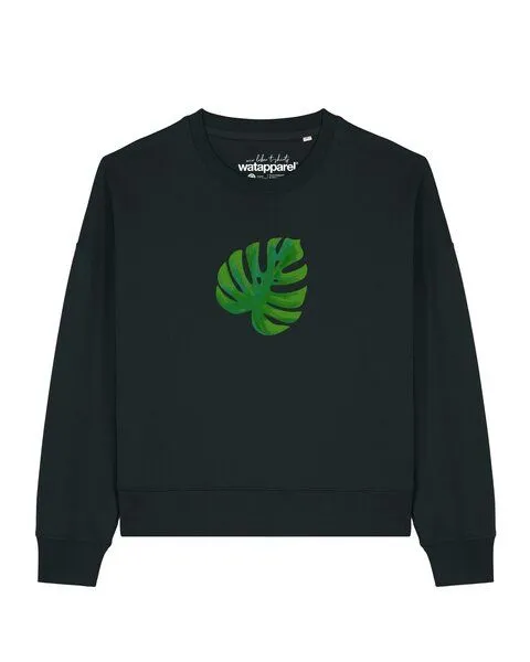 watapparel watapparel Sweatshirt Frauen Monstera 2.0, Black, – Produktbild 1 von 2