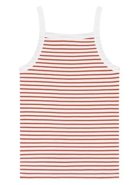 KnowledgeCotton Apparel KnowledgeCotton Apparel Ripptop - Rib strap top - aus Bio-Baumwolle, Orange (orange-stripe), – Produktbild 3 von 3