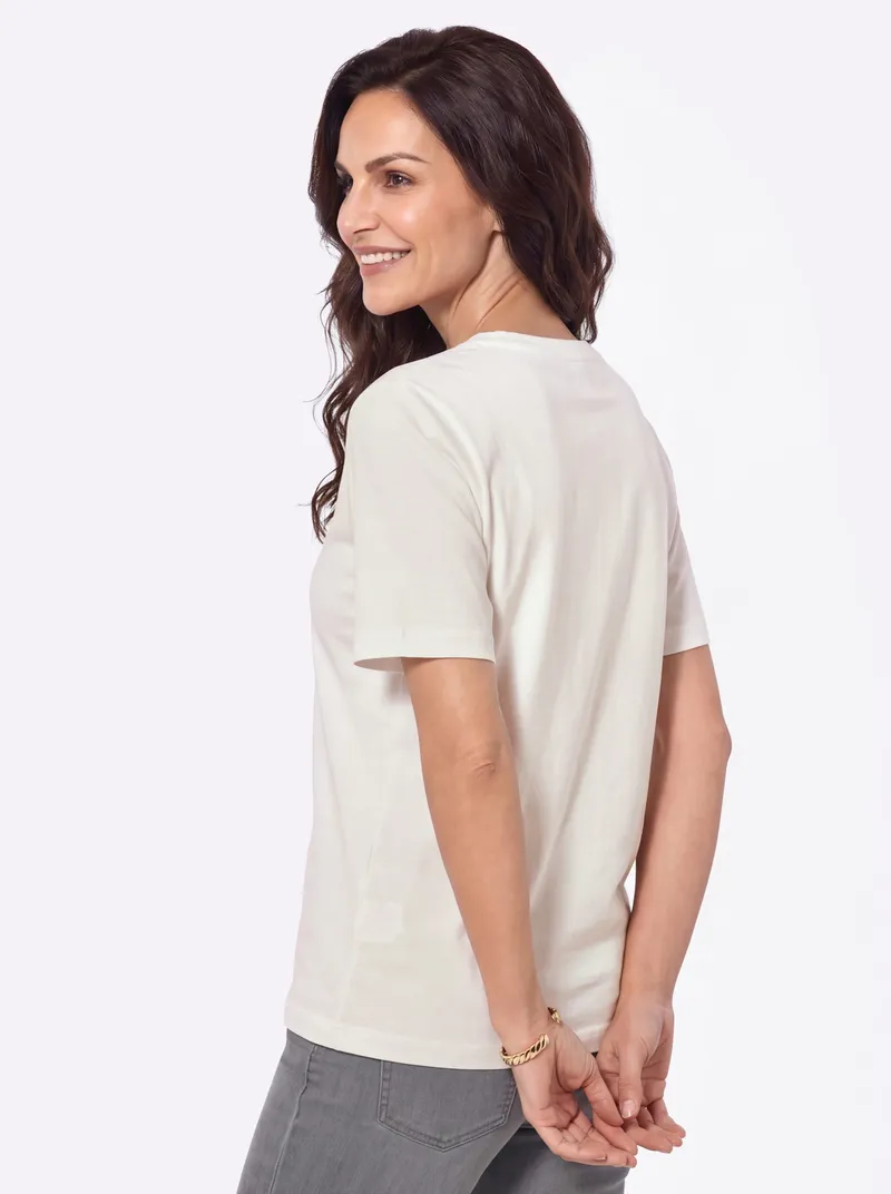 Witt Rundhalsshirt ecru-schoko, Ecru-schoko, – Produktbild 2 von 2