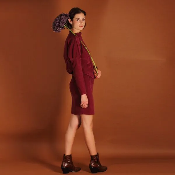 ManduTrap ManduTrap Asymmetrisches Cordkleid Juni aus Biobaumwolle kbA in blau oder berry, Weinrot, – Produktbild 2 von 4