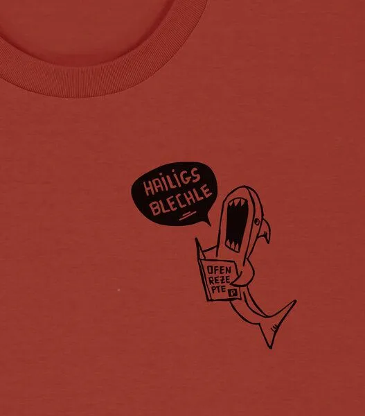 päfjes päfjes Hailigs Blechle Hai Kochen - Unisex Männer T-Shirt Bio & Fair, Earthy red (rot), – Produktbild 4 von 4