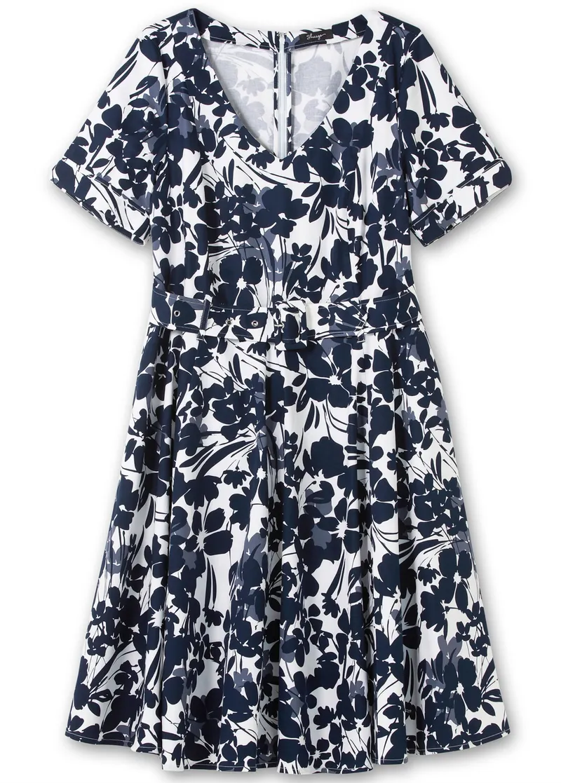 sheego Cocktailkleid, Marine-gemustert, – Produktbild 1 von 2