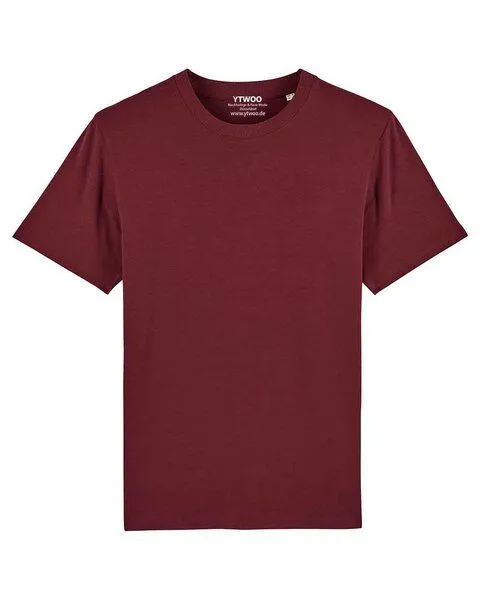 YTWOO YTWOO Herren schweres Bio T-Shirt. Männer Premium Basic Shirt. Heavy Cotton, Bugunderrot, – Produktbild 4 von 4