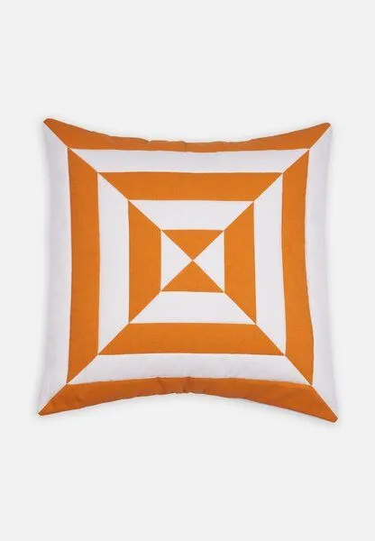 El Puente El Puente Kissenbezug "Mühle" | Fair Trade & Handmade aus Indien | Bio-zertifiziert, Weiß,orange, – Produktbild 1 von 4