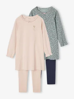 Vertbaudet Vertbaudet 2er-Pack Mädchen Nachthemden mit Leggings – Produktbild 1 von 1