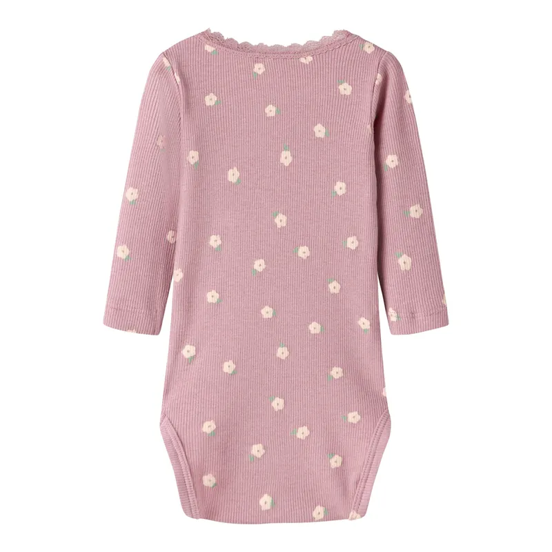 name it Name It Body langarm Blumen Rippqualität, Rosa, – Produktbild 1 von 1