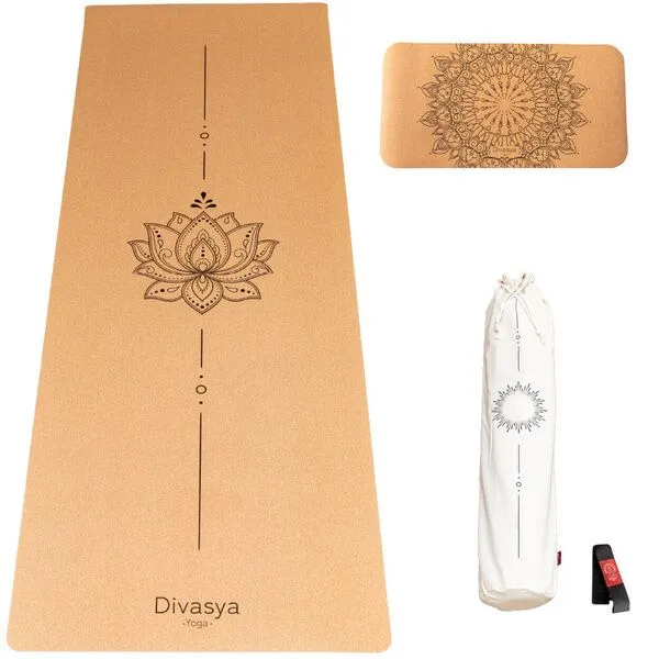 Divasya Divasya Yoga-Support-Set: Kork-Yogamatte & Yoga-Pad, Lotus, – Produktbild 1 von 4