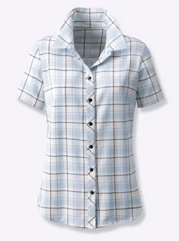 Witt Karobluse hellblau-ecru-kariert – Produktbild 1 von 1