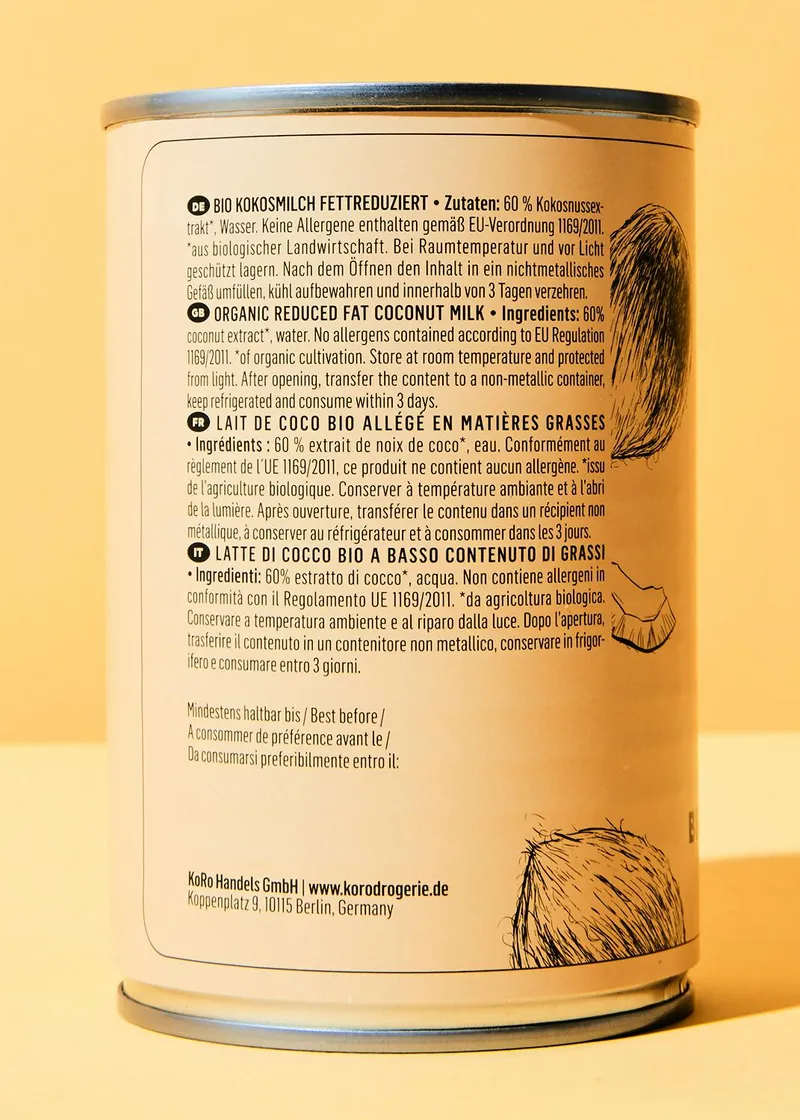 KoRo Fettreduzierte Bio Kokosmilch 400 ml – Produktbild 3 von 5